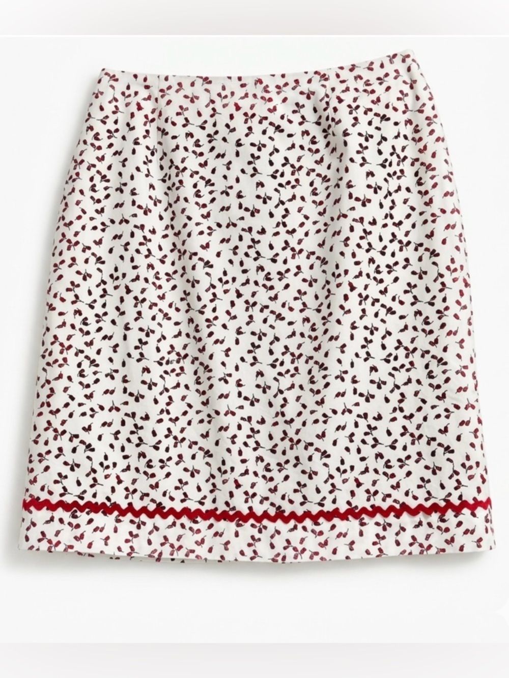 Red Rose Ric Rac White 100% Cotton Lined Talbots A-line Skirt Size 6